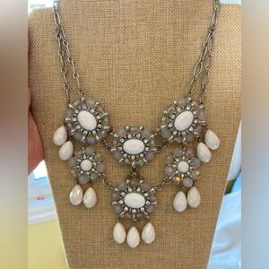 White Statement Bib‎ Necklace